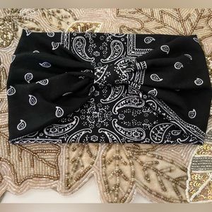 Boho Headband Stretchy Wide Hair Band Paisley Pattern Knotted Turban Headband